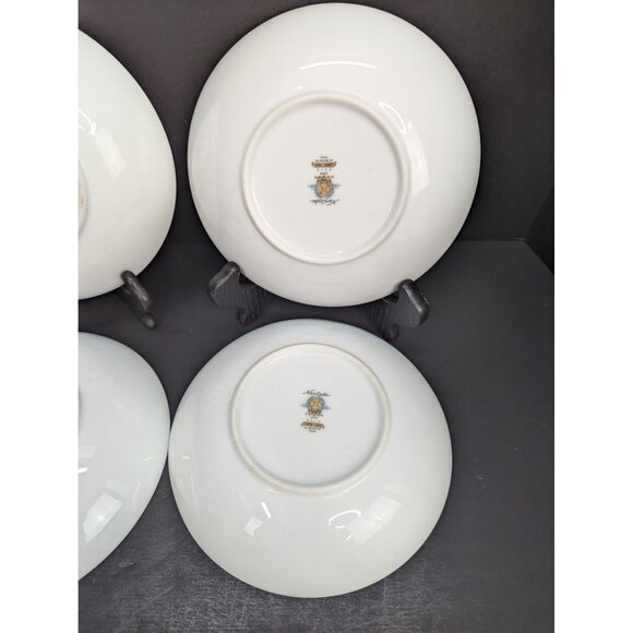 Noritake 6512 Garnet Rose Platinum Trim 7 1/4 Inch Bowl Set of 4 - Picture 8 of 10